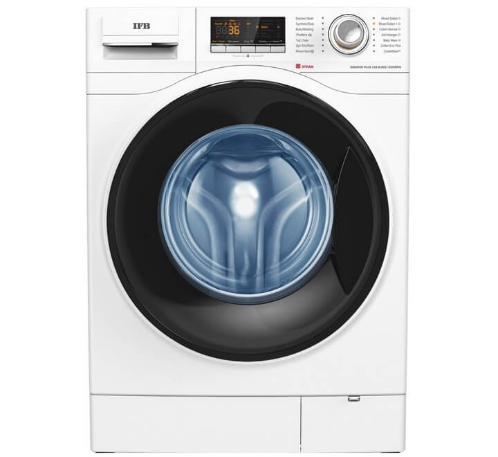 IFB 8 kg Steam Wash Fully Automatic Front Load with In-built Heater White (SENATOR PLUS VXS)